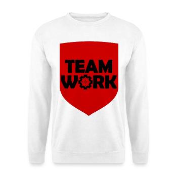 Teamarbeit - Unisex Pullover - Weiß - Vorne - Alina (178cm) & Michal (187cm)