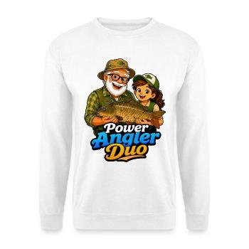 Opa Enkel Angeln - Unisex Pullover - Weiß - Vorne - Alina (178cm) & Michal (187cm)