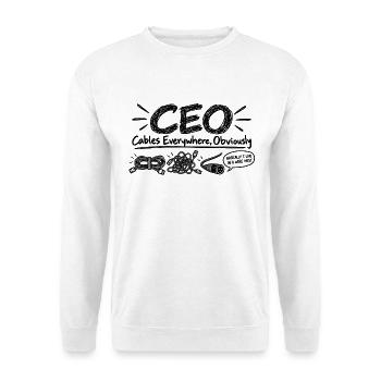 CEO - Cables Everywhere, Obviously - Unisex Pullover - Weiß - Vorne - Alina (178cm) & Michal (187cm)