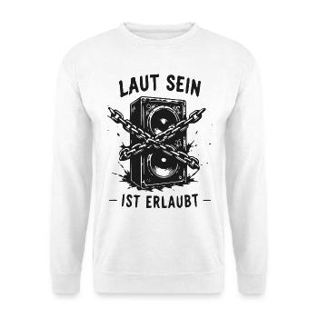 Laut Sein Ist Erlaubt Speaker Chains - Unisex Pullover - Weiß - Vorne - Alina (178cm) & Michal (187cm)