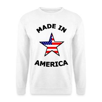Amerikanische Flaggenstern - Unisex Pullover - Weiß - Vorne - Alina (178cm) & Michal (187cm)
