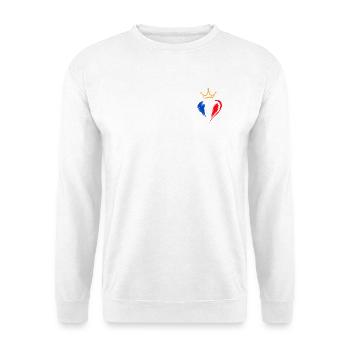 6F2DC4EF-791A-49CB-99C6-58A5D66E4BCD - Unisex Pullover - Weiß - Vorne - Alina (178cm) & Michal (187cm)