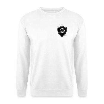 S - SHIELD - Unisex Pullover - Weiß - Vorne - Alina (178cm) & Michal (187cm)