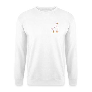 Rosa Kontur Ente Cartoon - Unisex Pullover - Weiß - Vorne - Alina (178cm) & Michal (187cm)
