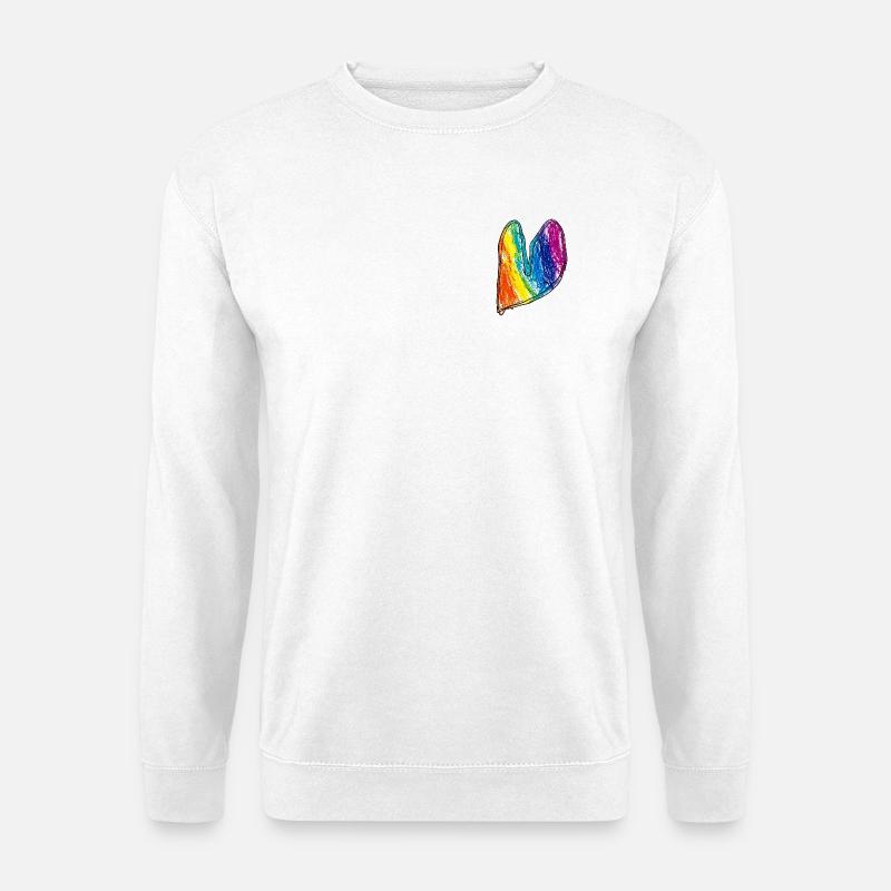 Regenbogen Herz Wachskreide - Unisex Pullover - Weiß