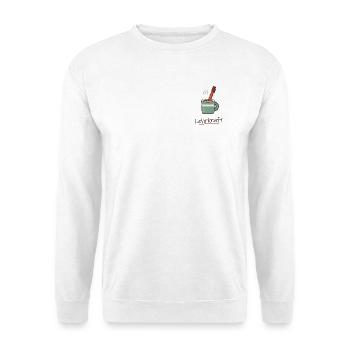 Kaffee mit Rotstift für Lehrer und Lehrerinnen - Unisex Pullover - Weiß - Vorne - Alina (178cm) & Michal (187cm)