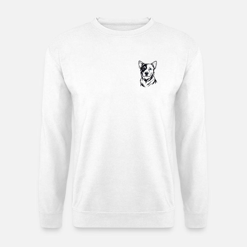 Zweifarbiges Hundeporträt Blauaugen - Unisex Pullover - Weiß