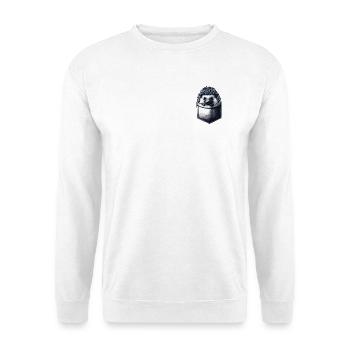 Igel in Tasche – Schutzfreund Design - Unisex Pullover - Weiß - Vorne