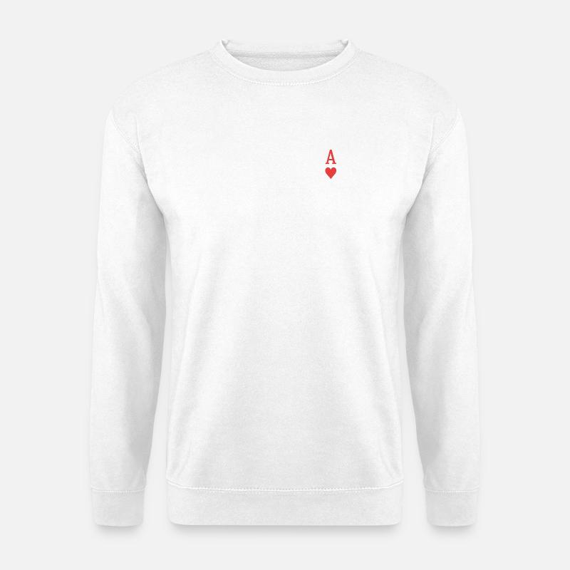 Rotes Herz-Ass auf schwarzem Hintergrund - Unisex Pullover - Weiß