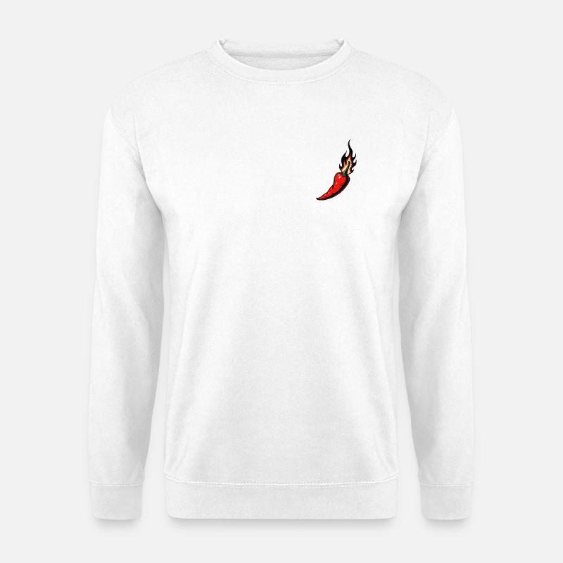 Rote scharfe Chili mit Flammen - Unisex Pullover - Weiß