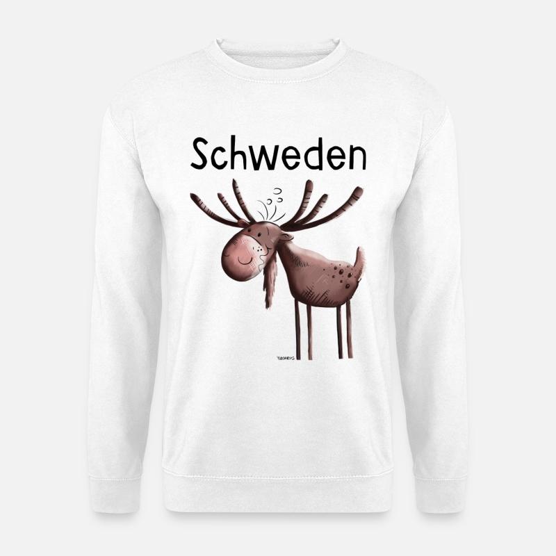 Elch in Schweden - Elche - Hirsch - Rentier - Tier - Unisex Pullover - Weiß