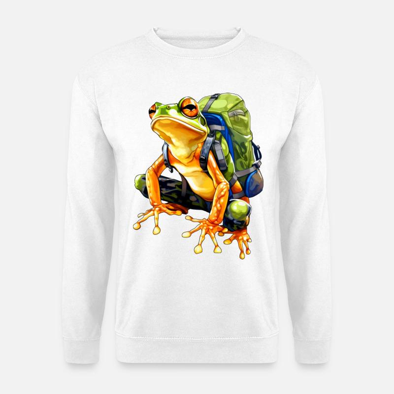 Frosch Bergsteiger / Wandern Frösche - Unisex Pullover - Weiß