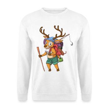 Hirsch Wanderer / Wandernder Hirsch - Unisex Pullover - Weiß - Vorne