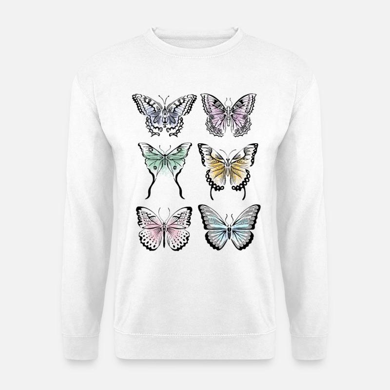 Bunte Schmetterlingsvielfalt - Unisex Pullover - Weiß