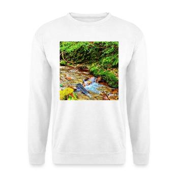 Wasserfall im Grünen Naturdesign - Unisex Pullover - Weiß - Vorne