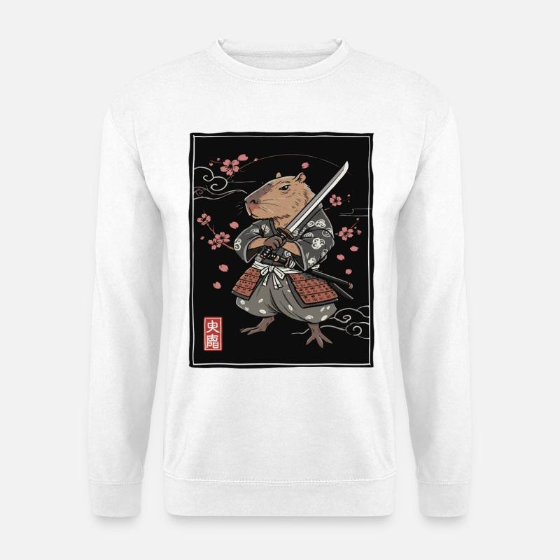Samurai Frettchen Illustration - Unisex Pullover - Weiß