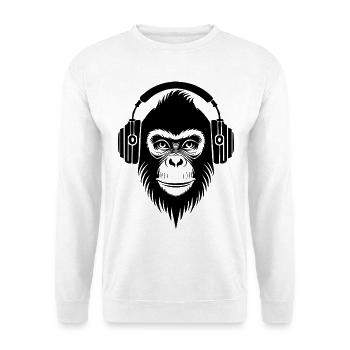 Confident Cartoon Monkey with Headphones Shirt - Unisex Sweatshirt - white - Front