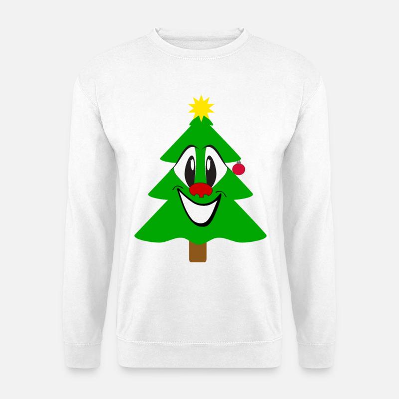 Lachender Weihnachtsbaum Cartoon - Unisex Pullover - Weiß