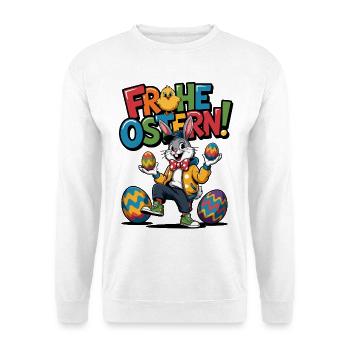 Frohe Ostern Bunny Cartoon - Unisex Pullover - Weiß - Vorne