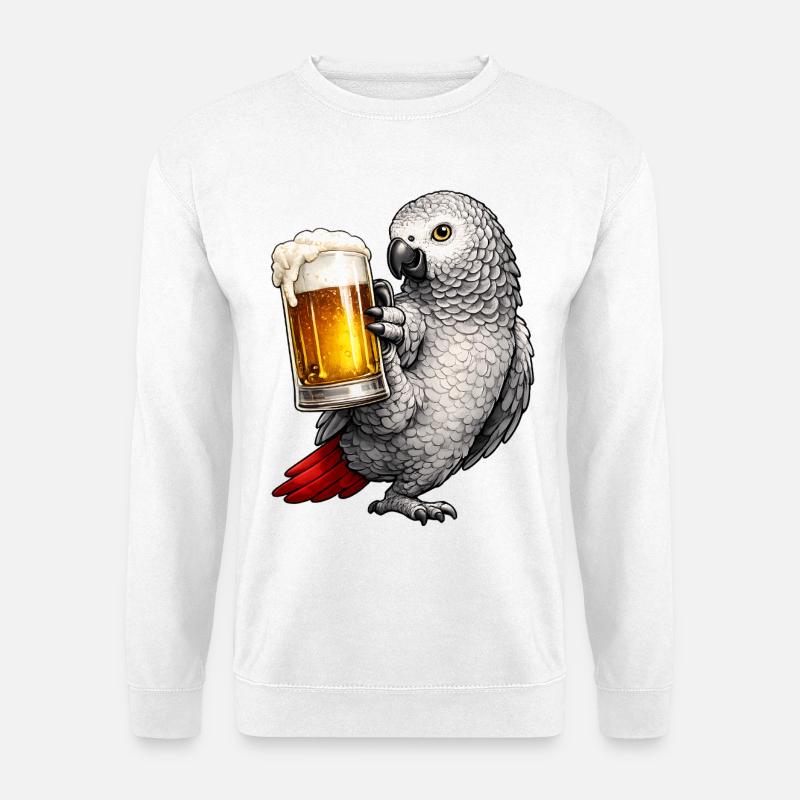 Graupapagei Bier - Unisex Pullover - Weiß