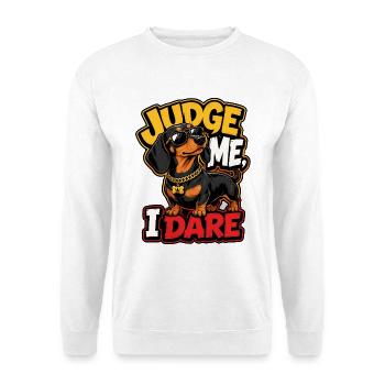 Dackel - Unisex Pullover - Weiß - Vorne - Alina (178cm) & Michal (187cm)