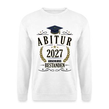 Abitur 2027 - Unisex Pullover - Weiß - Vorne - Alina (178cm) & Michal (187cm)