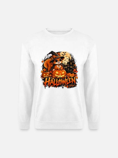 Halloween Squirrel – Kürbis & Hexenhut. 3 Bagss® - Unisex Pullover - Weiß