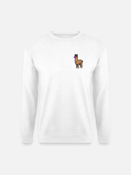Cooler Llama im minimalistischen Comic-Stil - Unisex Pullover - Weiß