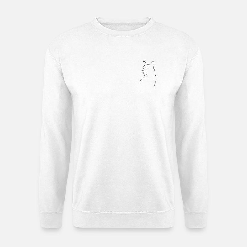 Line Art Katze - Unisex Pullover - Weiß