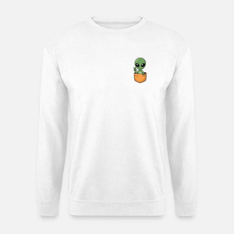 Niedliche Tasche Alien Friedenszeichen Karikatur - Unisex Pullover - Weiß