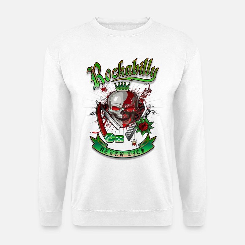 Rockabilly Skull - Unisex Sweatshirt - white