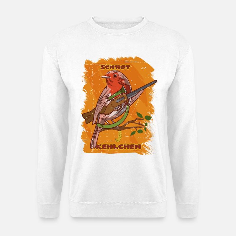 Lustiger Rotkehlchen Vogel - Unisex Pullover - Weiß