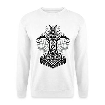 Thors Hammer Mjolnir Wikinger Symbol - Unisex Pullover - Weiß - Vorne