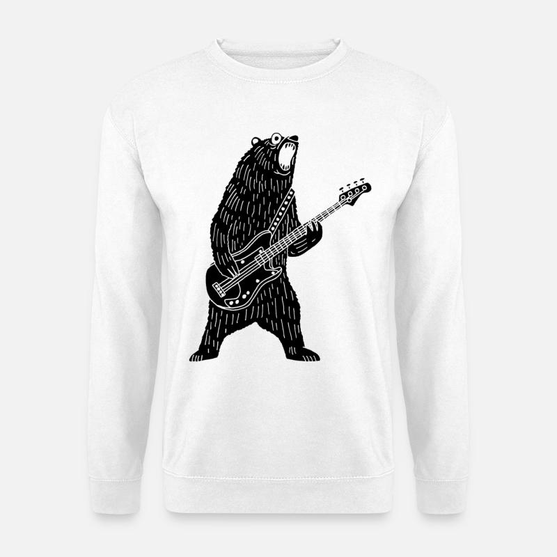Black Bear Gitarrist - Unisex Pullover - Weiß