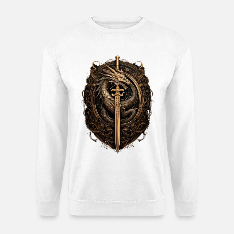 Drachenritter Schwert-Siegel - Unisex Pullover - Weiß