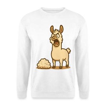 Humorvolle Lama Illustration  - Unisex Pullover - Weiß - Vorne