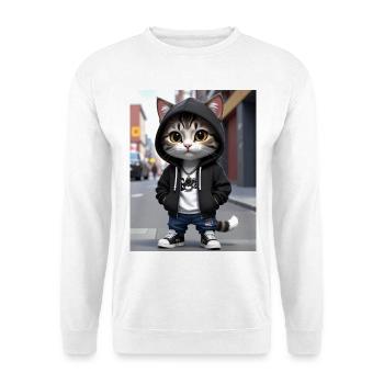 City Cat Kapuzenpullover Streetwear - Unisex Pullover - Weiß - Vorne