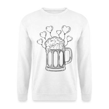 Chope à bière avec ballons en forme de cœur – motif Bayern Linien - Sweat-shirt Unisexe - blanc - Devant