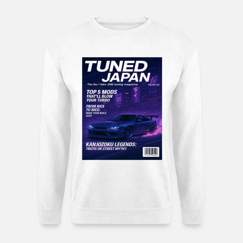 Abgestimmtes japanisches Neon-Automagazin-Cover - Unisex Pullover - Weiß
