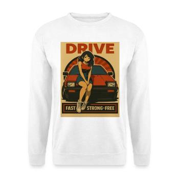 Retro Drive Girl Japan JDM Car Racing - Unisex Sweatshirt - white - Front