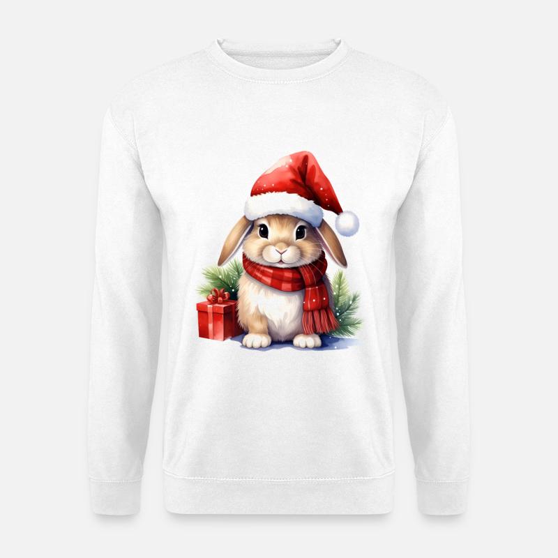 Christmas bunny with hat - Unisex Sweatshirt - white