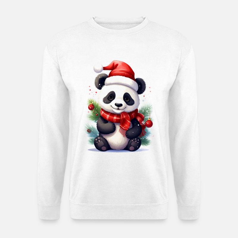 Mignon panda de Noël avec écharpe - Sweat-shirt Unisexe - blanc