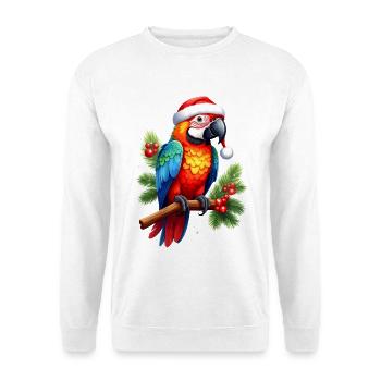 Farbenfroher Papagei zu Weihnachten - Unisex Pullover - Weiß - Vorne