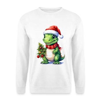 Dino mignon adapté pour Noël - Sweat-shirt Unisexe - blanc - Devant