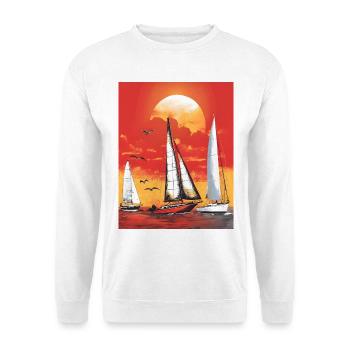 Sunset with sailboat - Unisex Sweatshirt - white - Front