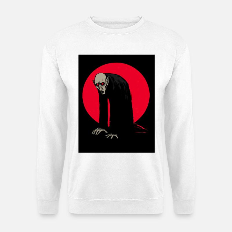 Roter Mond Vampir Dämon im Schatten - Unisex Pullover - Weiß