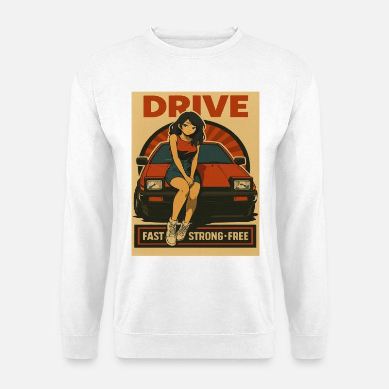 Retro Auto Japan Mädchen - Unisex Pullover - Weiß