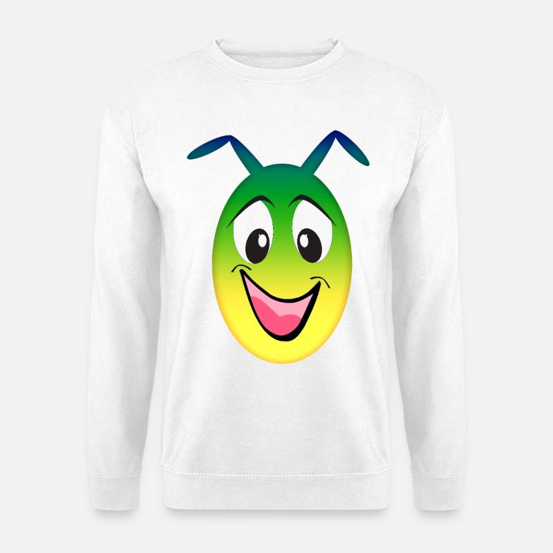 Regenbogen Alien fröhliches Gesicht - Unisex Pullover - Weiß