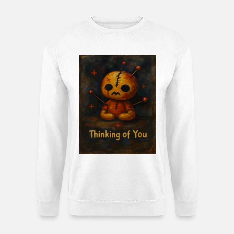Ich denke an Dich Voodoo Puppe - Unisex Pullover - Weiß