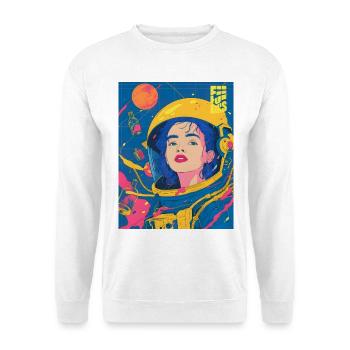 Astronautin im Neon PopArt Stil - Unisex Pullover - Weiß - Vorne
